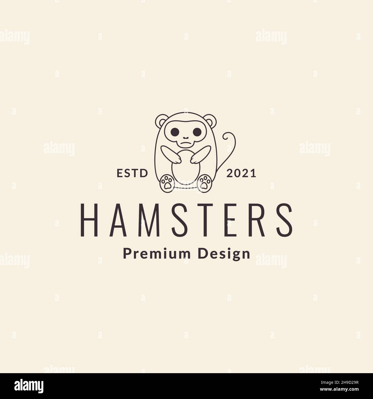 Linie niedlich Cartoon Hamster Hipster Logo Symbol Symbol Vektor Grafik Design Illustration Idee kreativ Stock Vektor