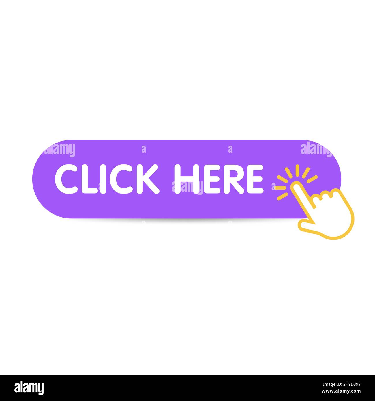 Klicken Sie hier, und klicken Sie mit dem Zeiger auf die Schaltfläche. Klicken Sie hier auf das Banner. Vektor Stock Vektor