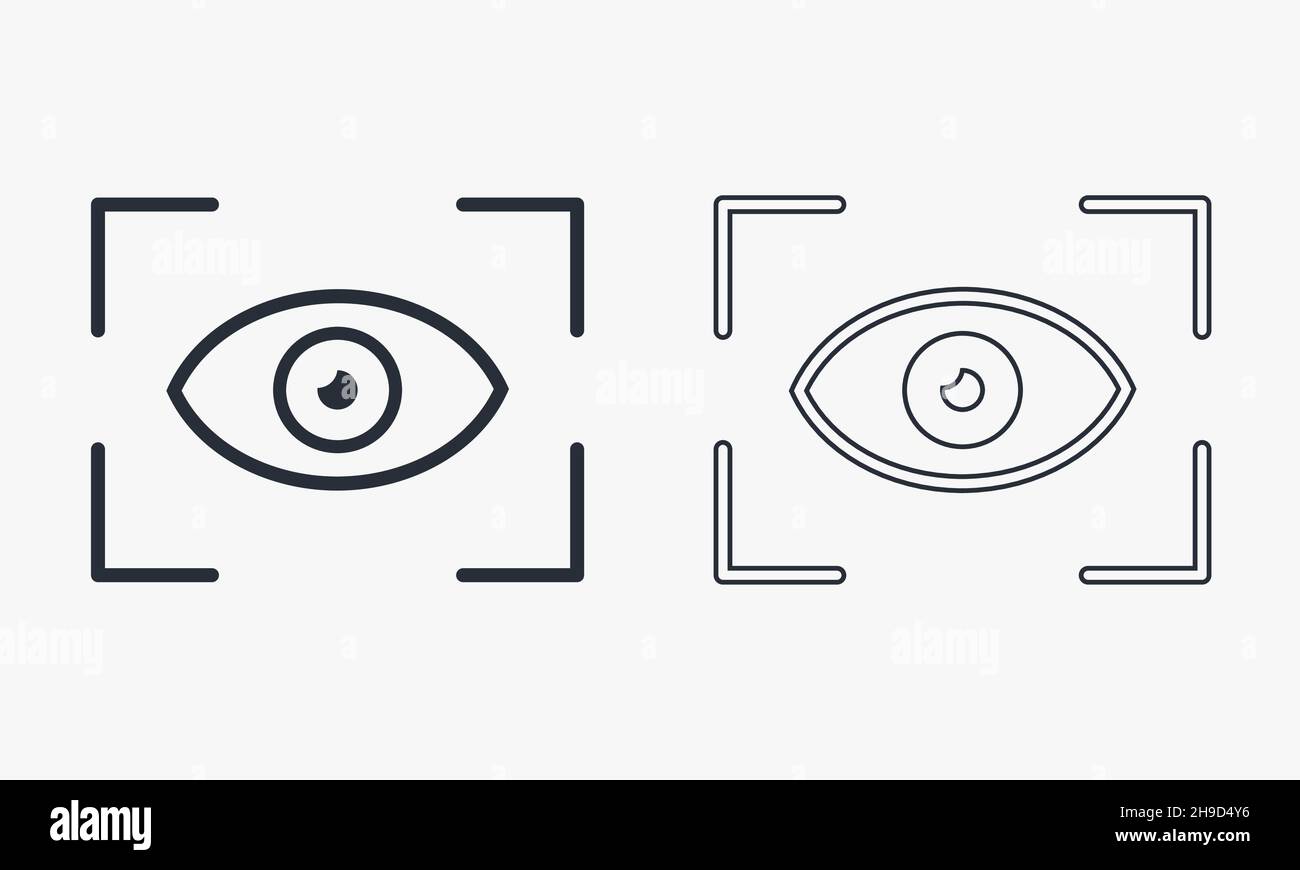 Vektorsymbol für Augenscans, Symbol für Sicherheitsprüfung. Einfaches Symbol für Retina-Scan. Moderne, einfache flache Vektorgrafik für Website oder mobile App Stock Vektor