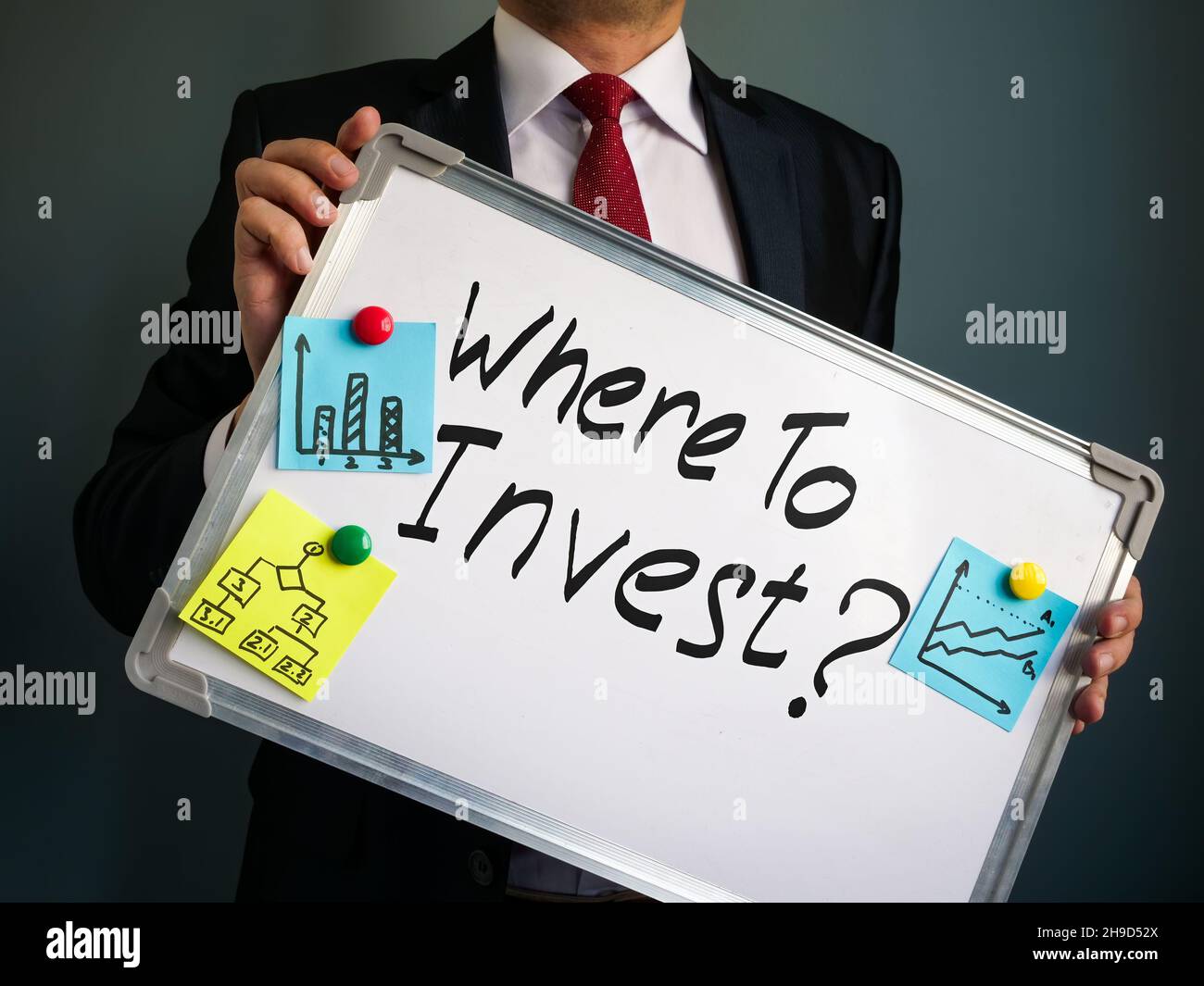 Wo man investiert Frage auf dem Whiteboard. Stockfoto
