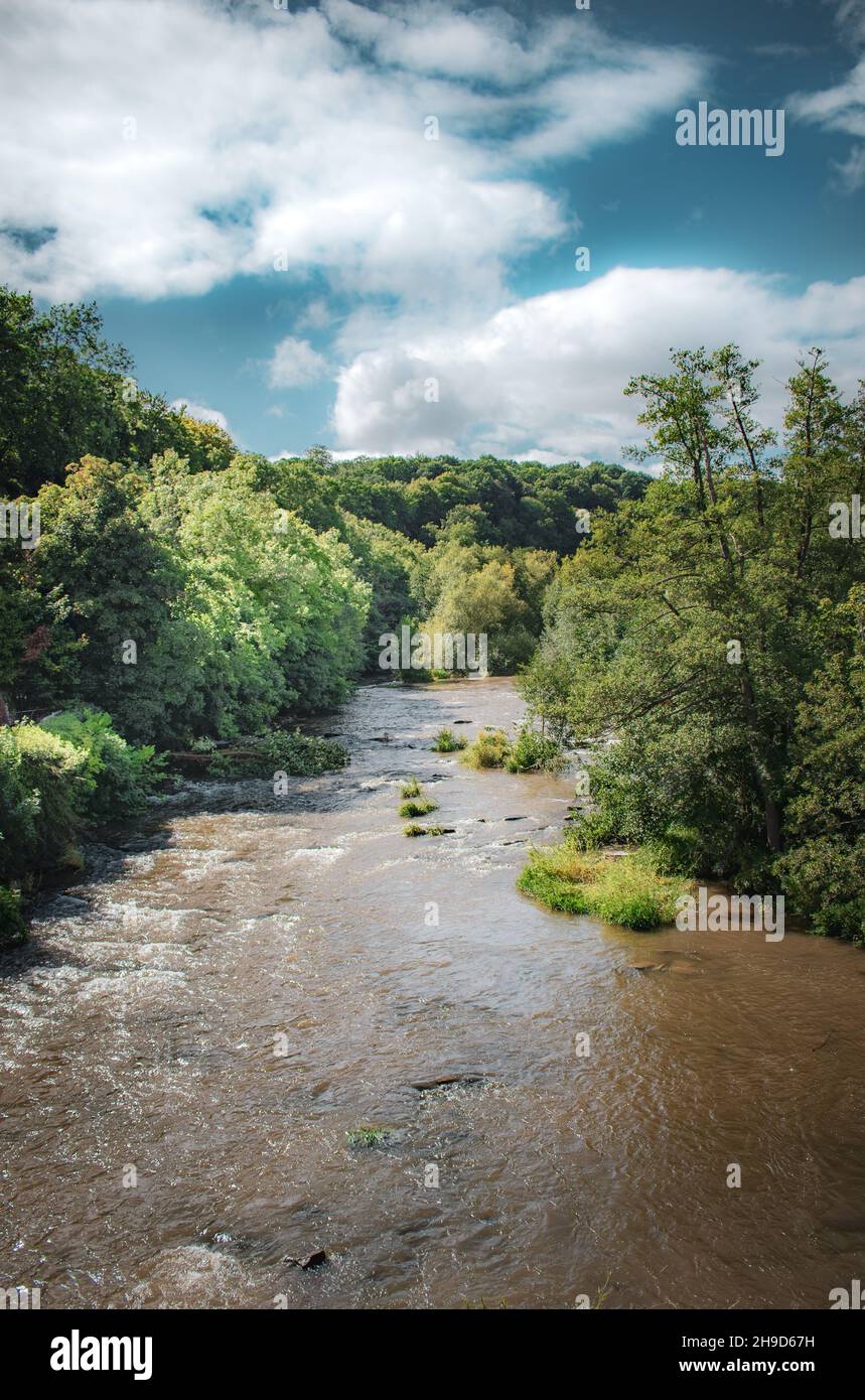 Blick auf den Fluss Teme vor der Leintwardine in Shropshire Stockfoto