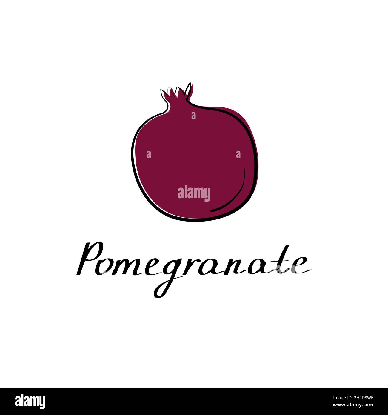 Granatapfel Vektor Cartoon flache Illustration. Granatschild. Obst- und Gemüselogo. Stock Vektor