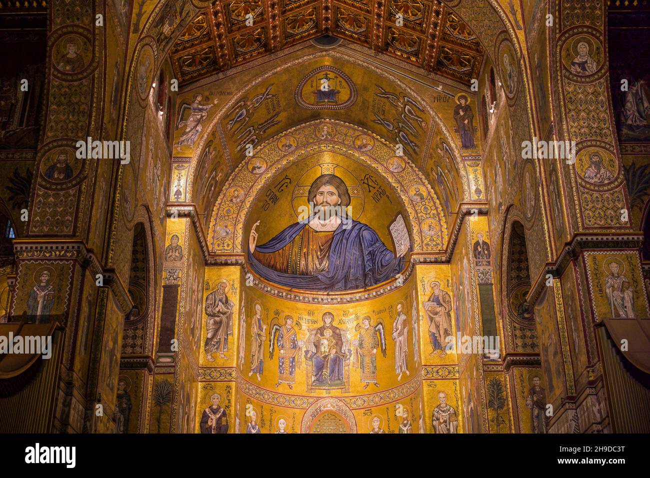 Jesus-Bild, Hauptschiff, Kathedrale Santa Maria Nuova, Monreale, Sizilien, Italien Stockfoto