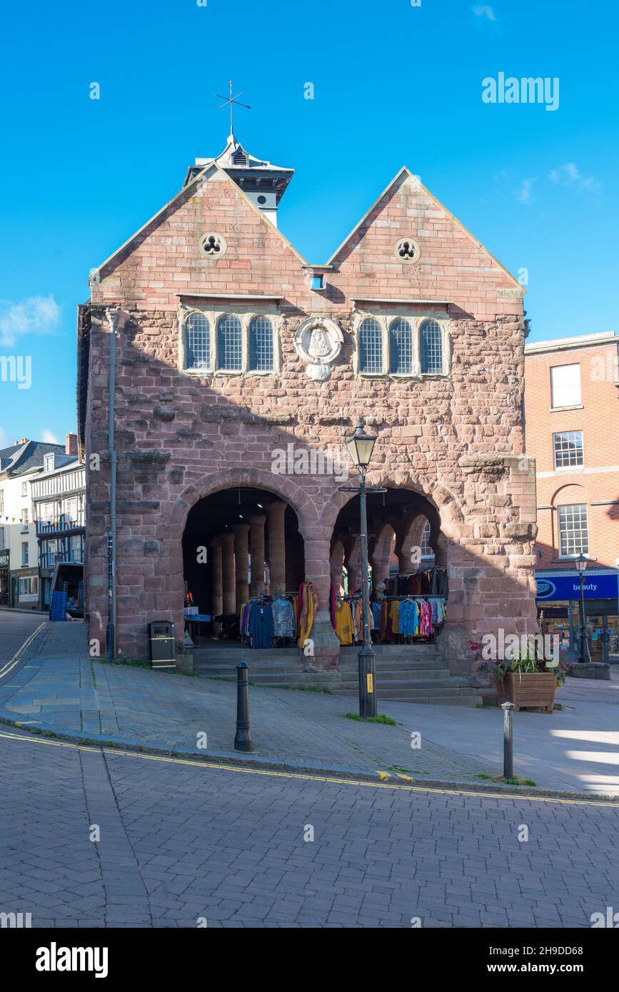 Das historische Marktgebäude des Market House in Ross-on-Wye, Herefordshire Stockfoto