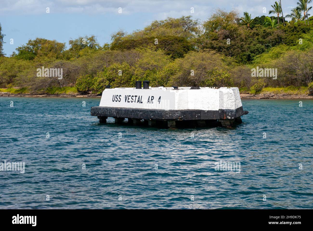 Historischer Anlegepunkt der USS Arizona in Pearl Harbor, Oahu, Hawaii, USA Stockfoto