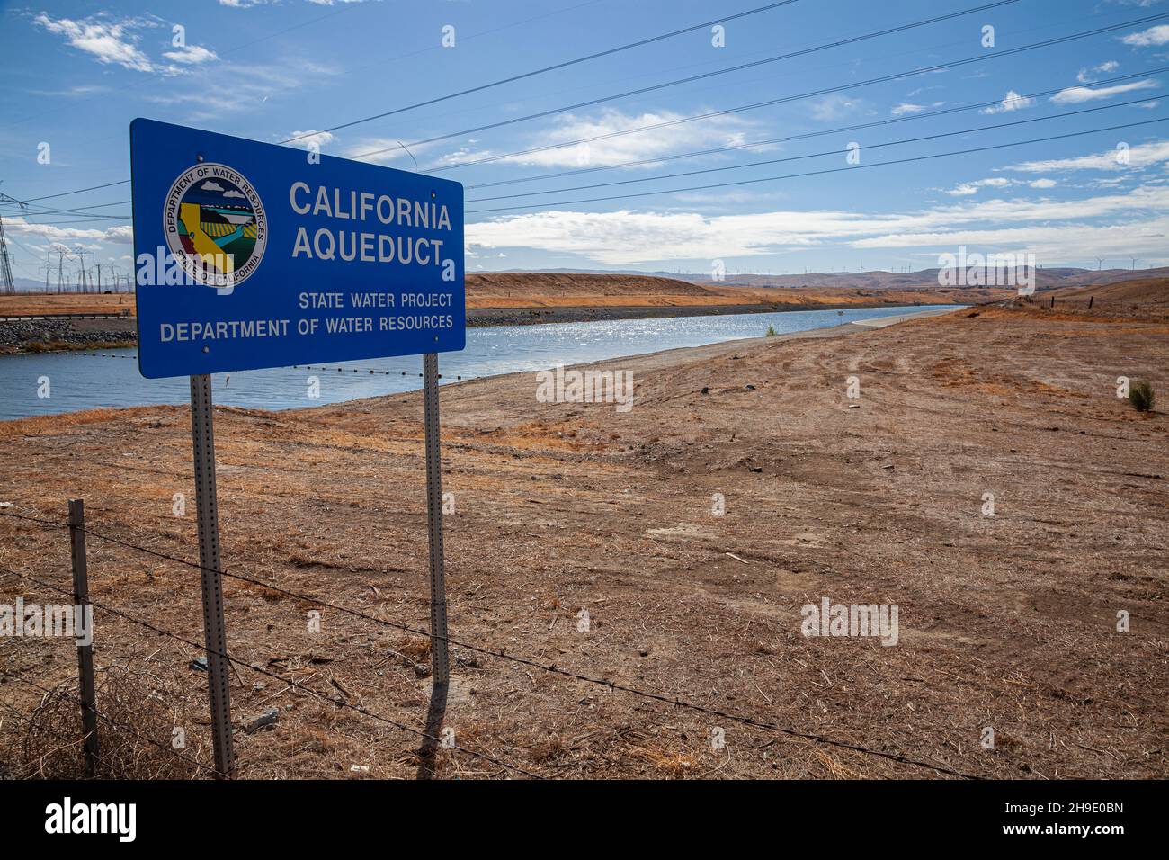 Clifton Court Forebay ist ein Stausee im San Joaquin River Delta und ist der Einlass- und Startpunkt des California Aqueduct für den Transport nach Sout Stockfoto