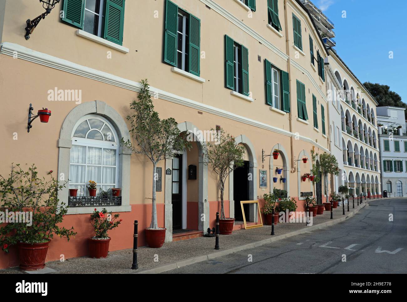 Historisches Anwesen an der Naval Hospital Road in Gibraltar Stockfoto