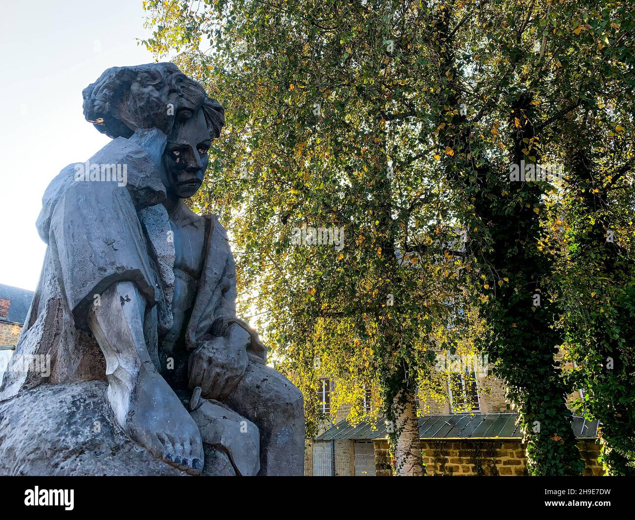 Statue des jungen Arthur Rimbaud, Charleville-Mézières, Ardennen, Region Grand-Est, Nordostfrankreich Stockfoto