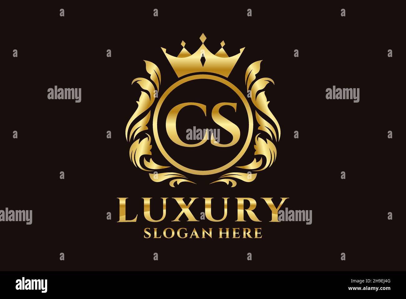 CS Letter Royal Luxury Logo-Vorlage in Vektorgrafik für luxuriöse Branding-Projekte und andere Vektorgrafik. Stock Vektor