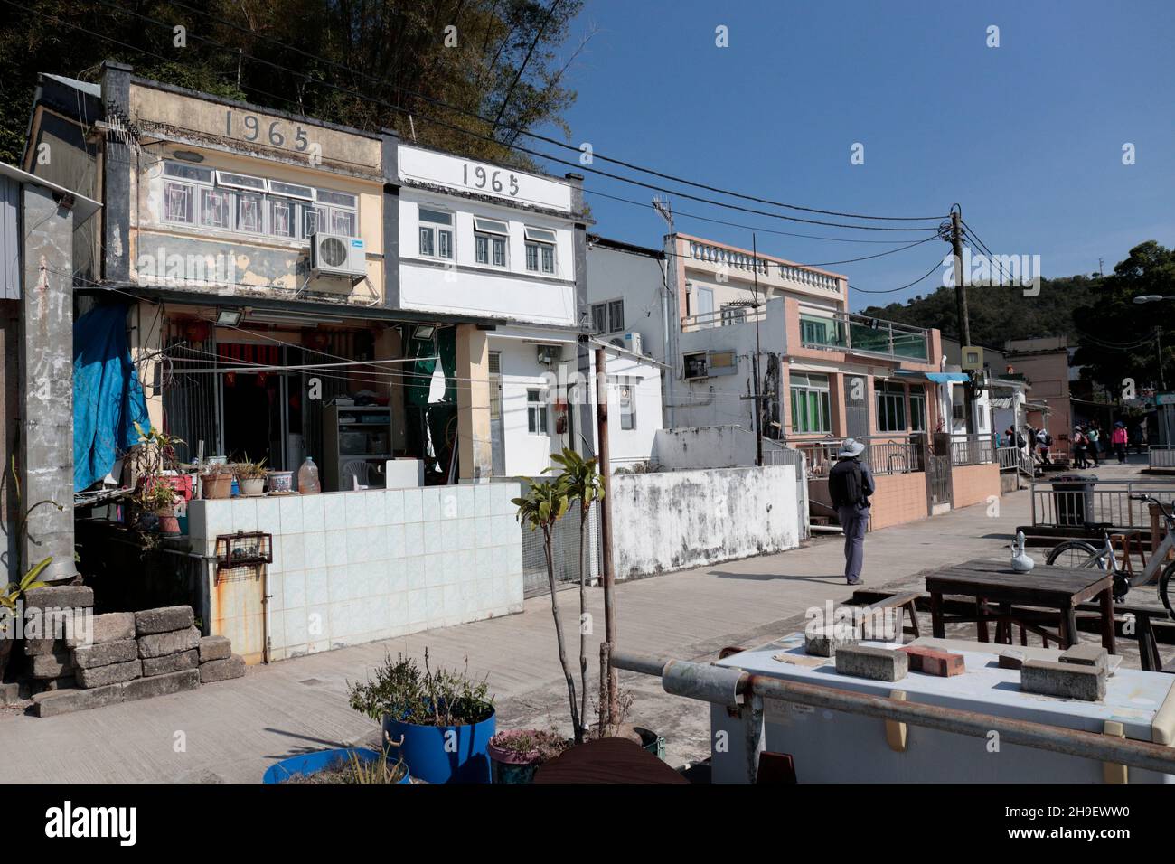 Village Houses, Kat O (Crooked Island), Mirs Bay, New Territories, Nordost Hong Kong 27. November 2021 Stockfoto