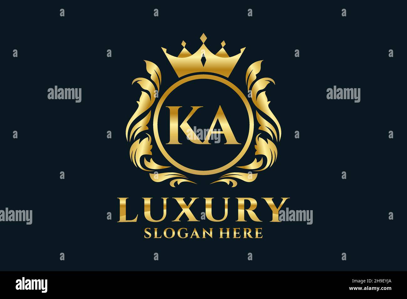 KA Letter Royal Luxury Logo-Vorlage in Vektorgrafik für luxuriöse Branding-Projekte und andere Vektorgrafik. Stock Vektor