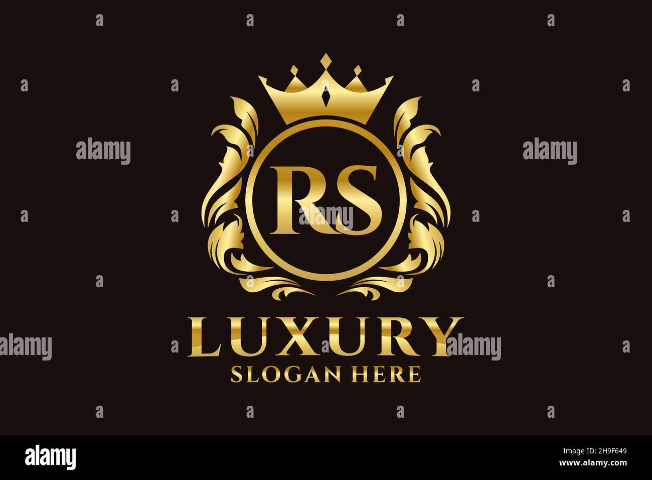 RS Letter Royal Luxury Logo-Vorlage in Vektorgrafik für luxuriöse Branding-Projekte und andere Vektorgrafik. Stock Vektor