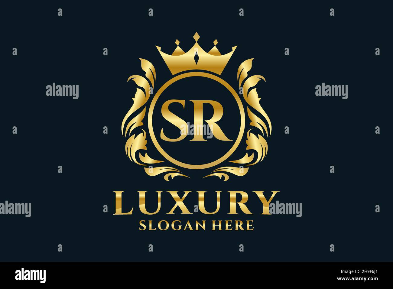 SR Letter Royal Luxury Logo-Vorlage in Vektorgrafik für luxuriöse Branding-Projekte und andere Vektorgrafik. Stock Vektor