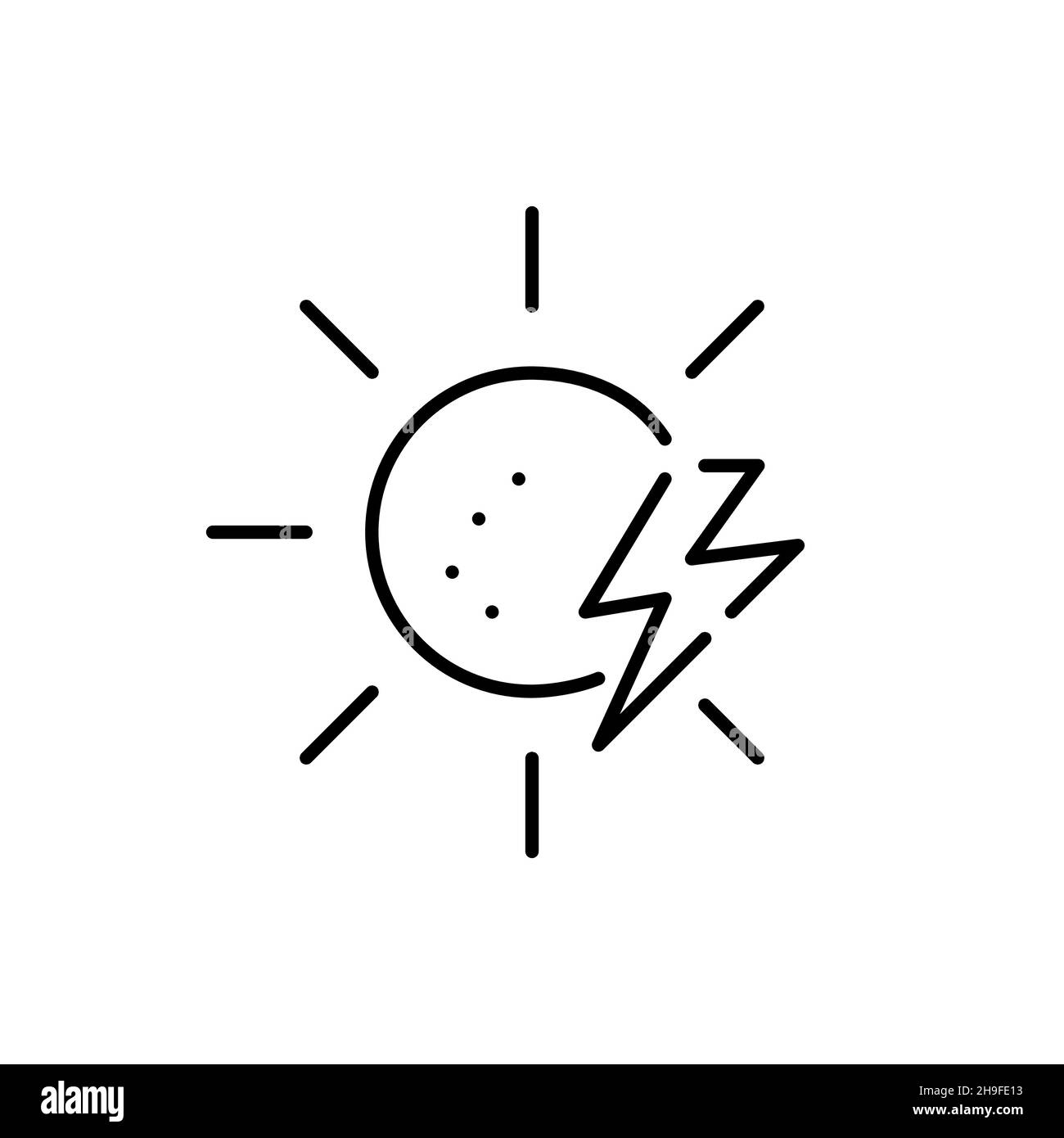 Solare Stromerzeugung. Grüne nachhaltige alternative Energiequelle. Pixel Perfect, bearbeitbares Kontursymbol Stock Vektor