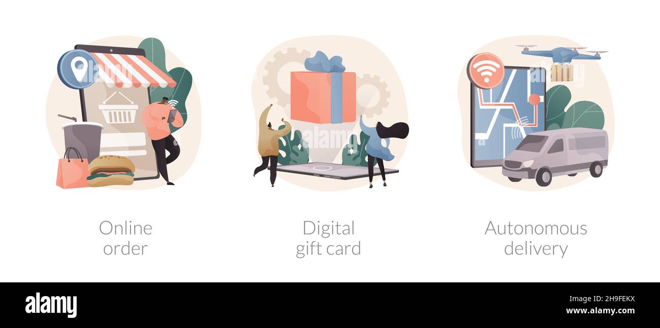 Keine Kontaktbestellung und Lieferung abstrakte Konzept Vektor Illustrationen. Stock Vektor