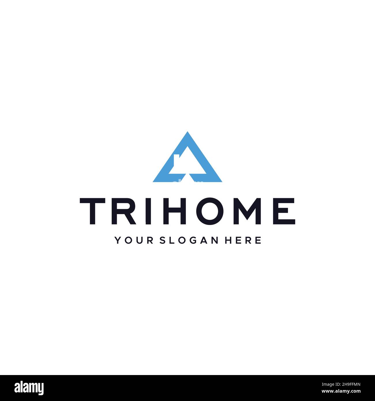 Minimalistisches TRIHOME Gebäude Wohnung Logo Design Stock Vektor