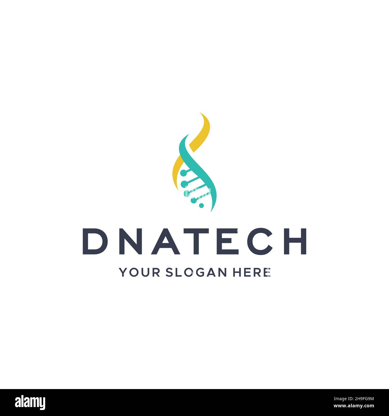 Minimalistisches DNATECH Molekular Circle Logo desig Stock Vektor