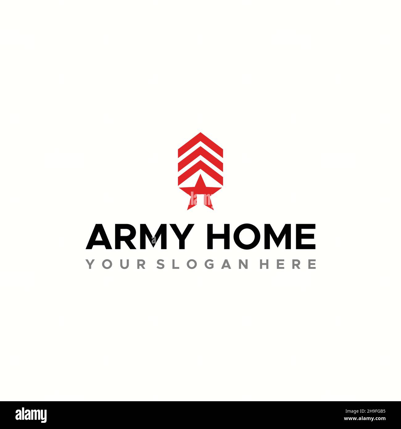 Minimalistisches ARMEE HAUS Emblem Logo Design Stock Vektor