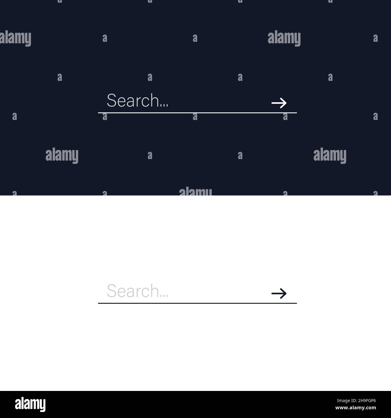 Suchleiste mit einem Symbol. Minimalistisches Design. HTML-Vorlagenelement. Benutzeroberfläche für die Website und die Anwendung. Vektorgrafik. Stock Vektor