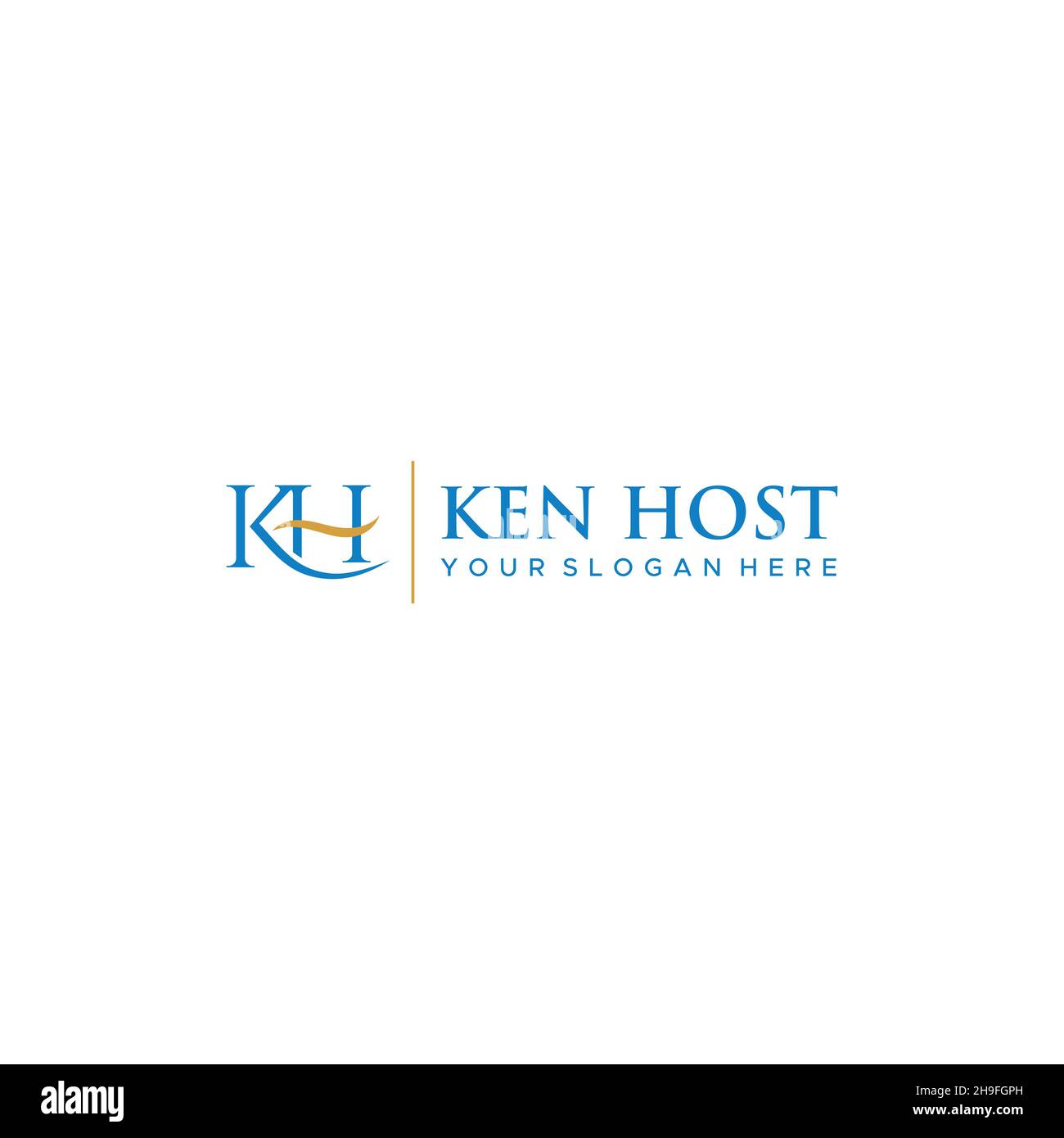 Flaches Buchstabenzeichen mit anfänglichem KH KEN HOST-Logo Stock Vektor