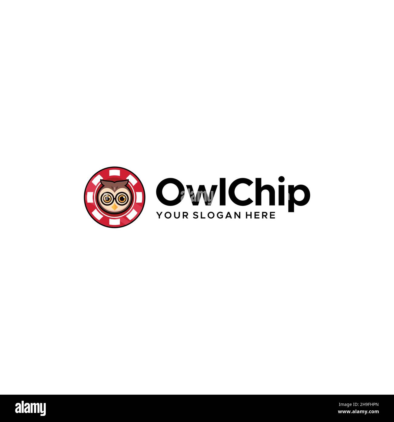 Flaches, farbenfrohes OWLCHIP-Logo mit Logo-Design Stock Vektor