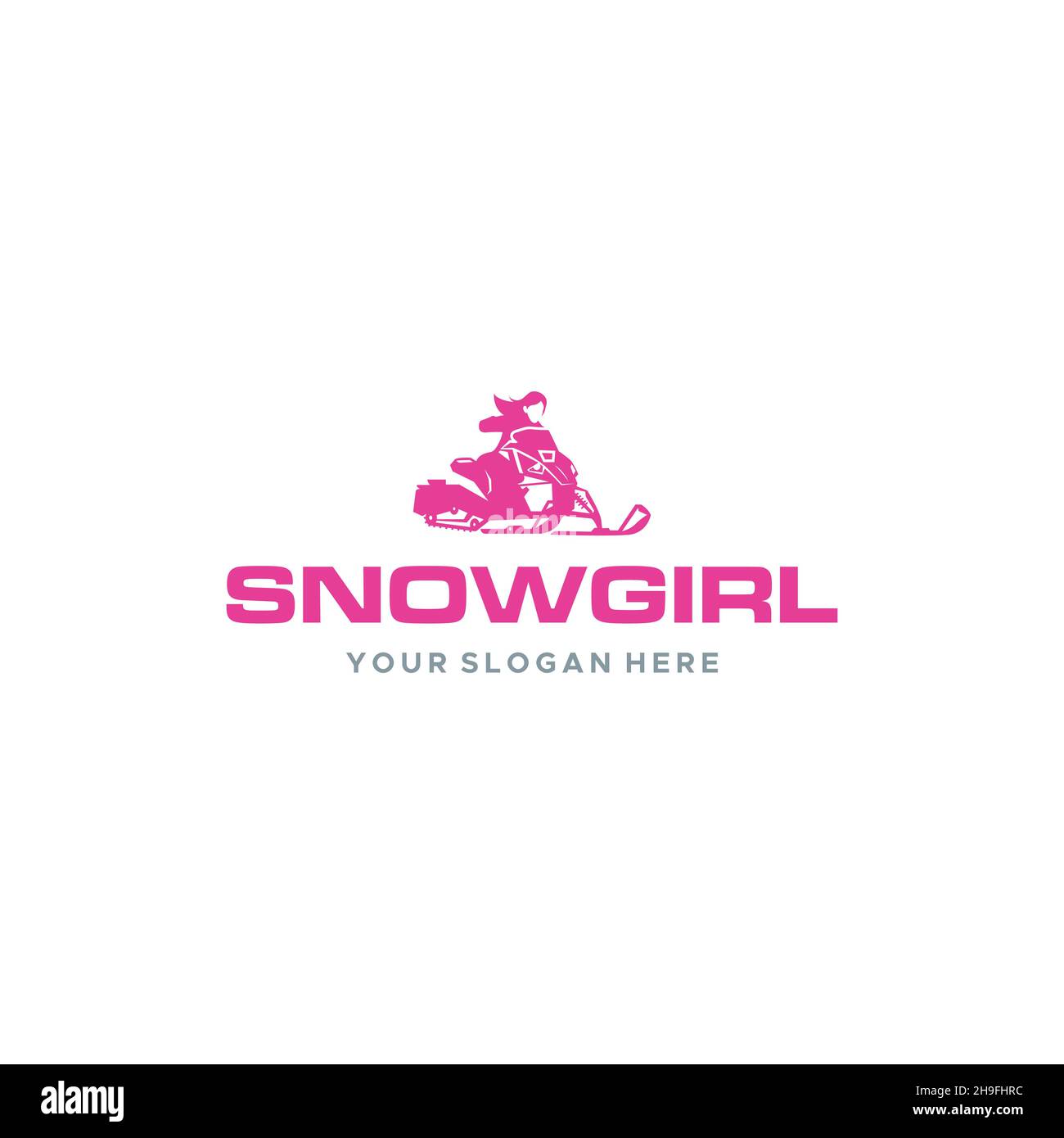 Minimalistisches SNOWMOGIRL Menschen Frauen Ski Logo Design Stock Vektor