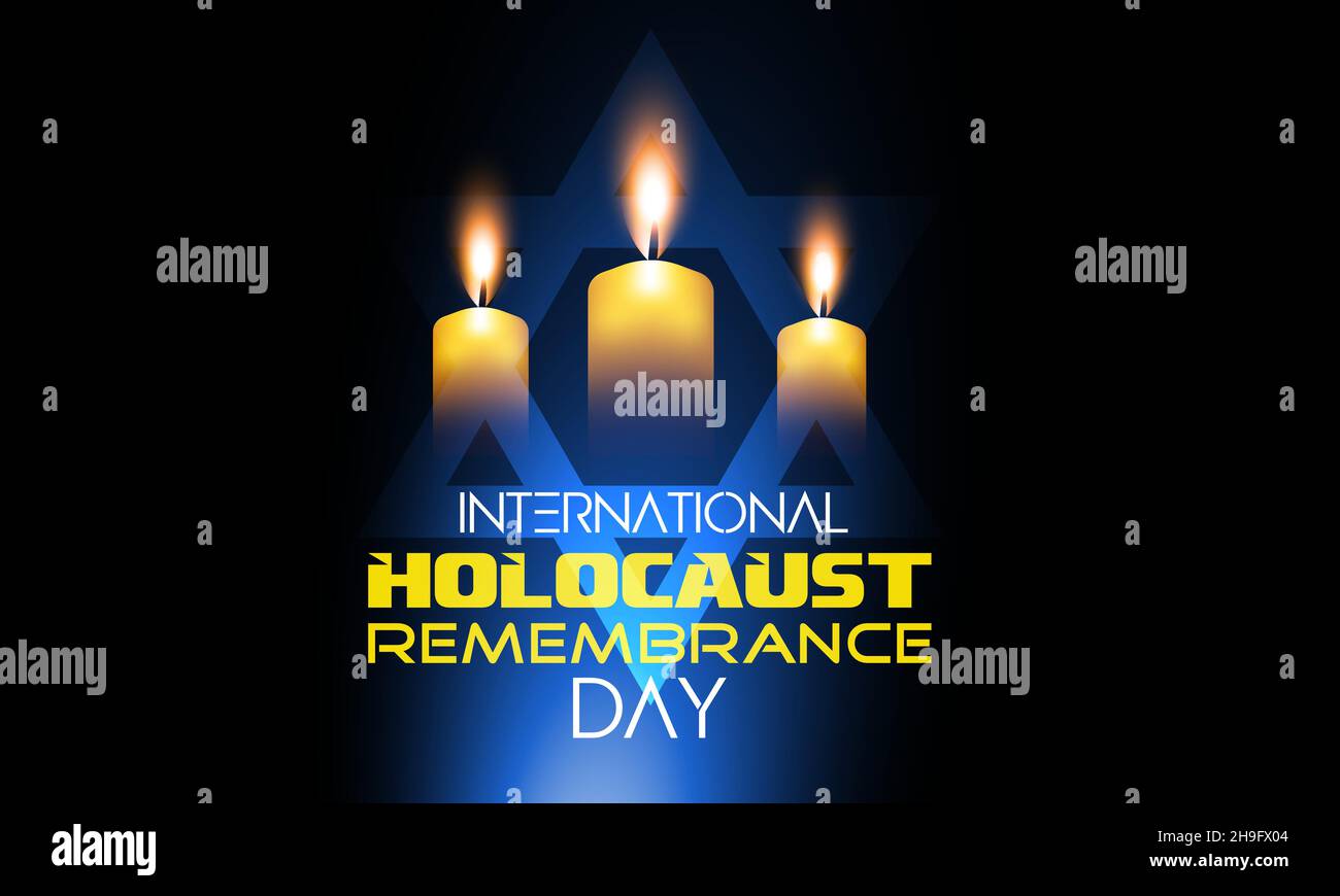 Internationaler Holocaust-Gedenktag Kerze Beleuchtung Vektor-Banner. Januar 27 Kerze gegen Holocaust schwarz. Stock Vektor