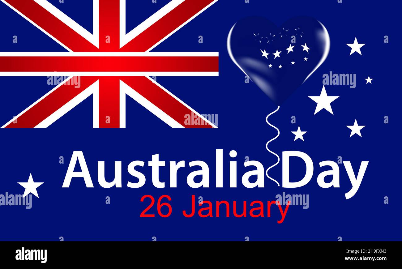 Schriftzug der Kalligraphie „Happy Australia Day“ auf der Karte. 26th Januar Australien Tag Banner mit Flagge Vektor Illustration. Stock Vektor
