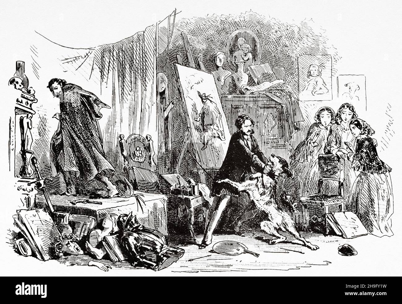 Instinkt stärker als Training. Illustration aus dem Charles Dickens Roman Little Dorrit von Hablot Knight Browne (1815-1882) englischer Künstler, bekannt als Piz Stockfoto