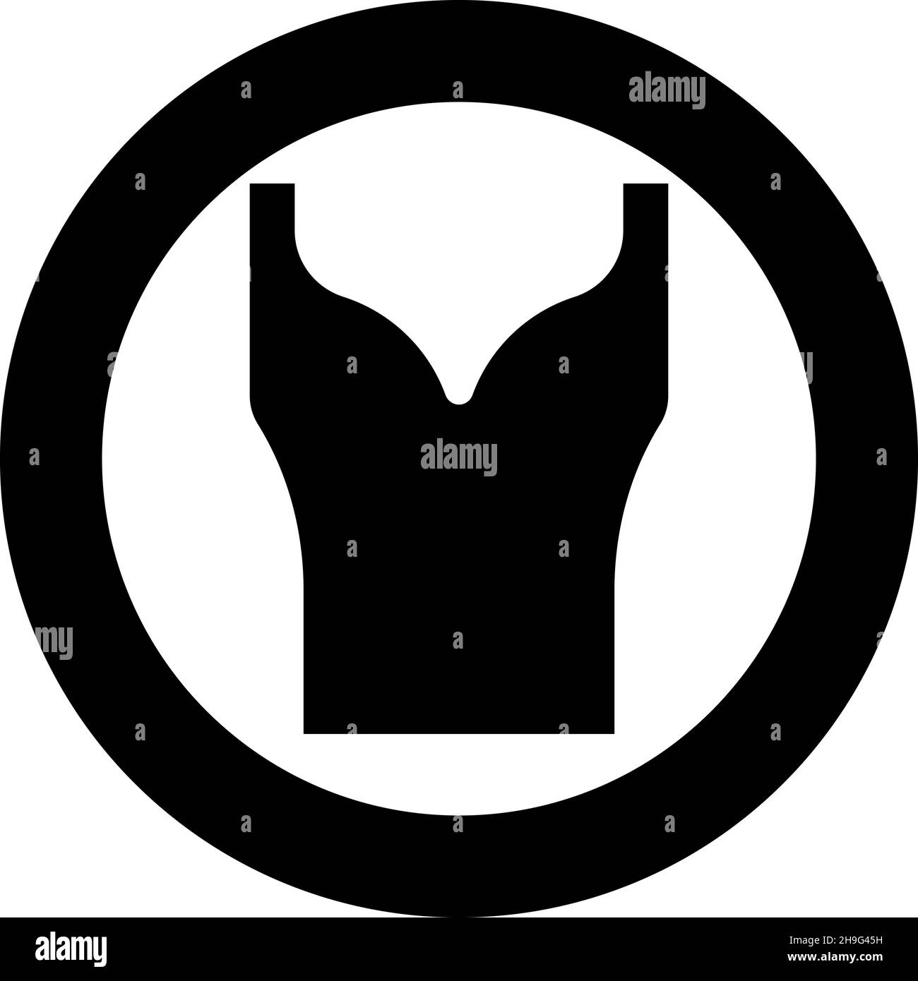 Damenbekleidung Top Kleid Jersey Hemd Bluse Pullover Singlet Symbol im Kreis rund schwarz Farbe Vektor Illustration Bild solide Kontur Stil einfach Stock Vektor