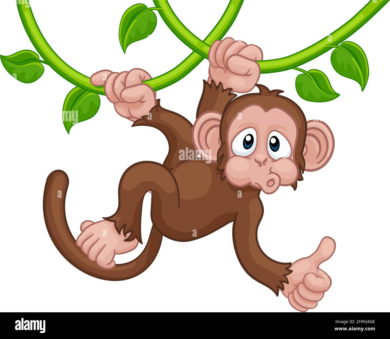 Affen Singen Auf Jungle Vines Thumbs Up Cartoon Stock Vektor