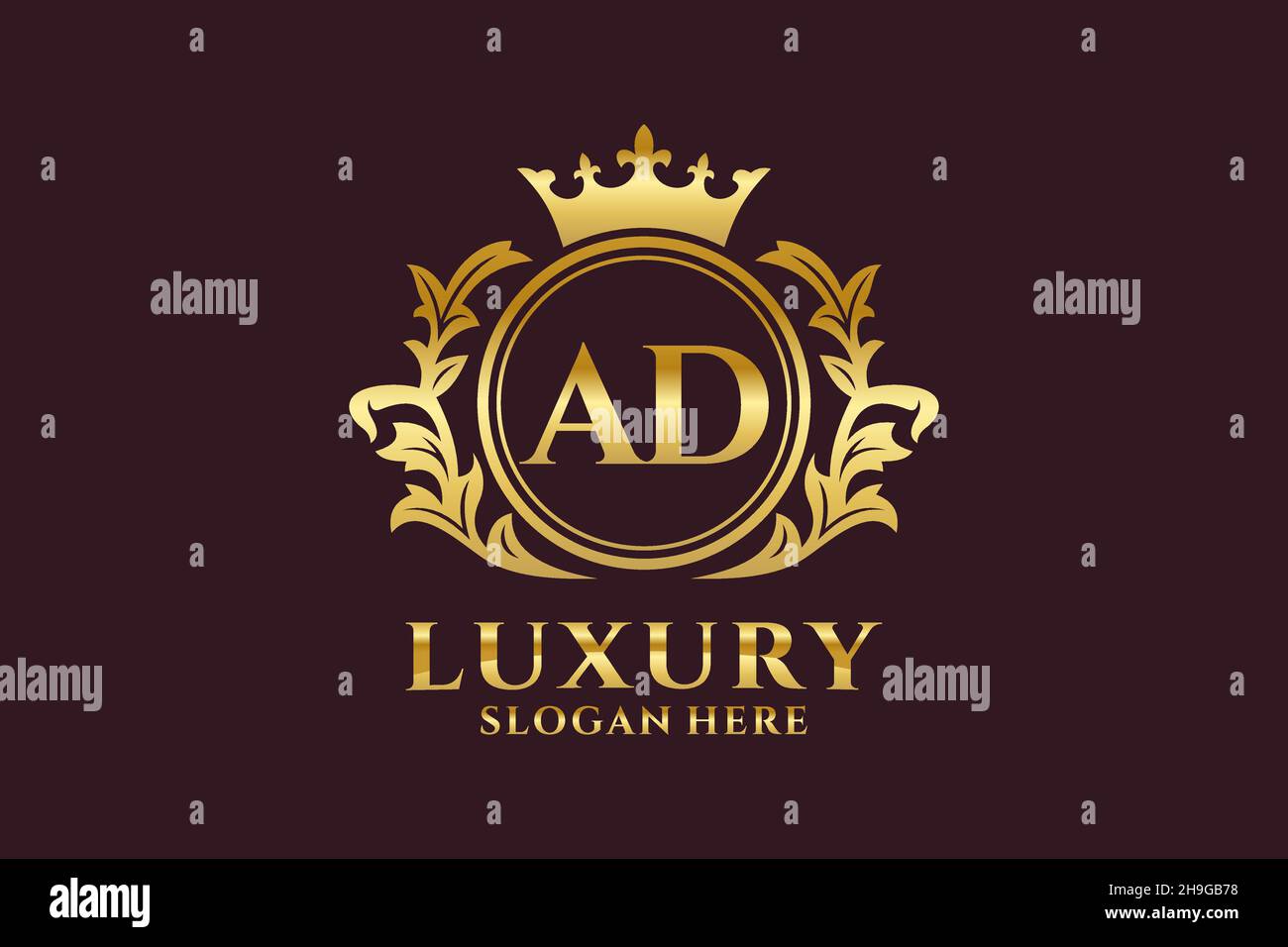 AD Letter Royal Luxury Logo-Vorlage in Vektorgrafik für luxuriöse Branding-Projekte und andere Vektorgrafik. Stock Vektor