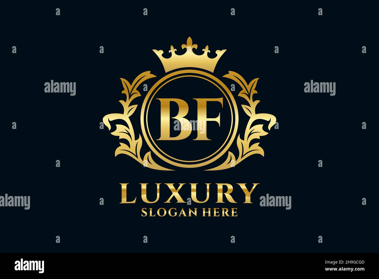 BF Letter Royal Luxury Logo-Vorlage in Vektorgrafik für luxuriöse Branding-Projekte und andere Vektorgrafik. Stock Vektor