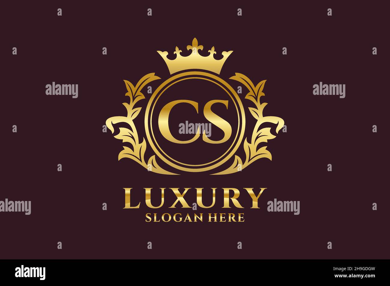 CS Letter Royal Luxury Logo-Vorlage in Vektorgrafik für luxuriöse Branding-Projekte und andere Vektorgrafik. Stock Vektor
