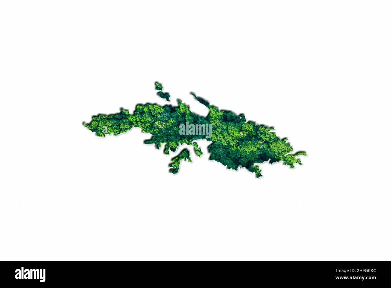 Green Forest Karte der Jungferninseln US, auf weißem Hintergrund Stockfoto