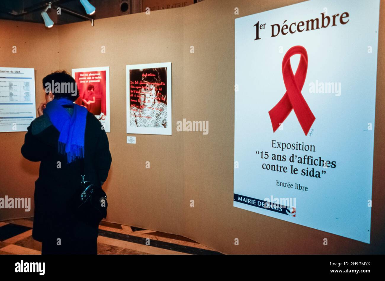 Paris, Frankreich, AIDS-Plakate, französische Werbung, Ausstellung, Herausforderungen der öffentlichen Gesundheit 1. Dezember, Welt-AIDS-Tag Stockfoto