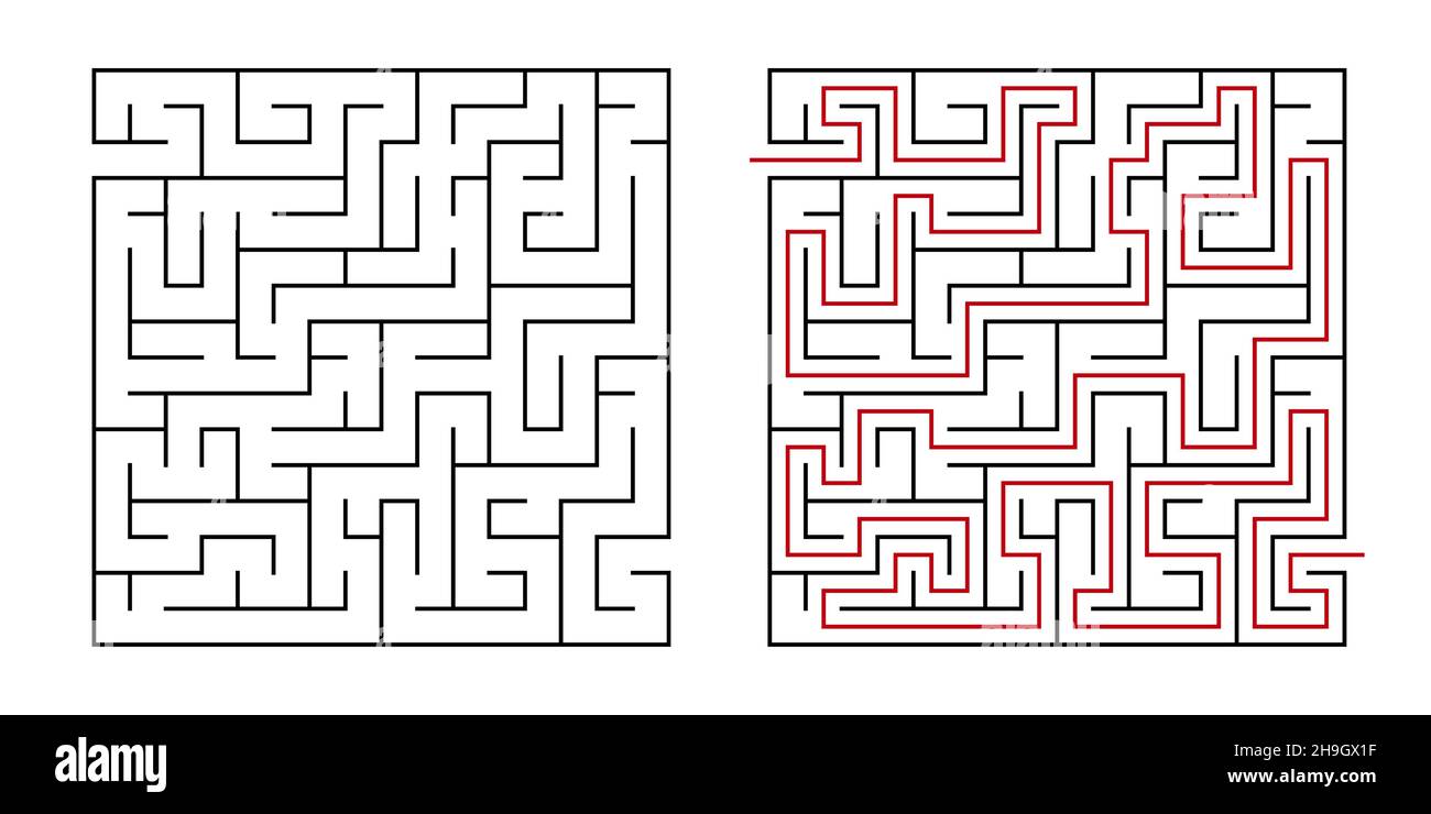 Bildung Logik Spiel Labyrinth für Kinder. Finden Sie den richtigen Weg. Labyrinth- oder Puzzle-Design. Vektorgrafik. Stock Vektor