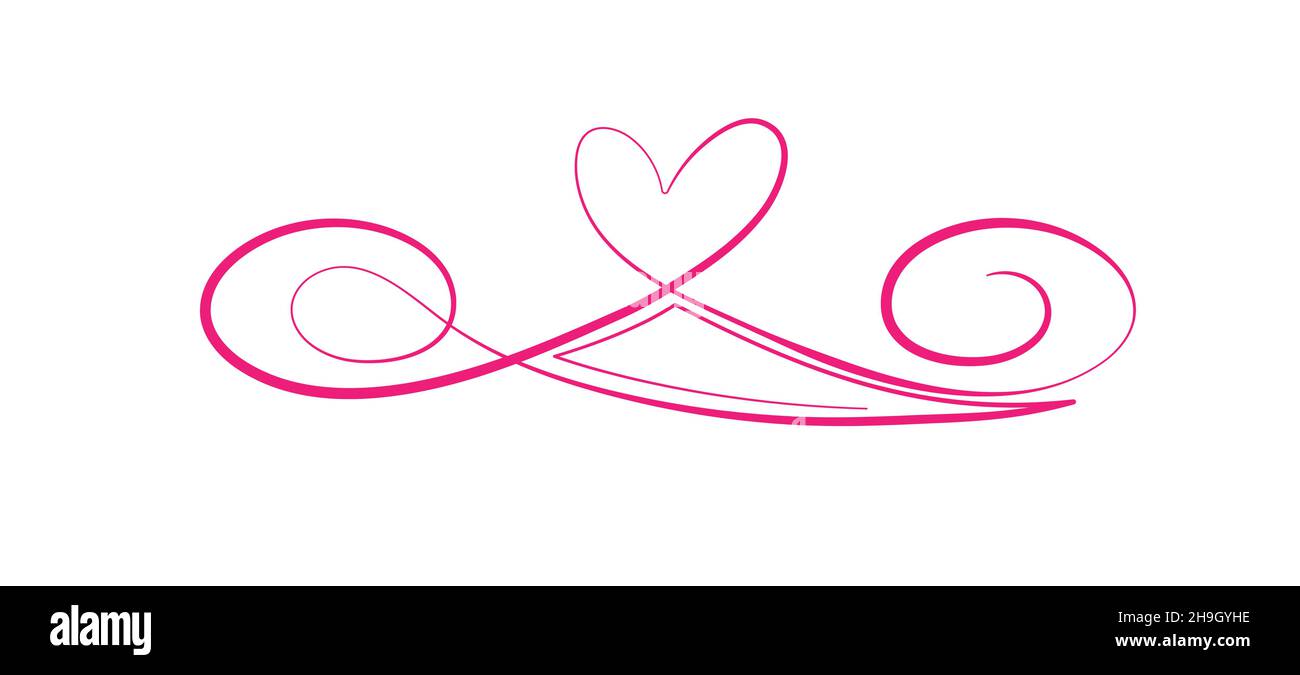 Symbol der ewigen Liebe. Das Herz und das Unendlichkeitszeichen. Kalligraphie Illustration für kreative Gestaltung der Liebeserklärung, Valentinstag, Hochzeit. F Stock Vektor