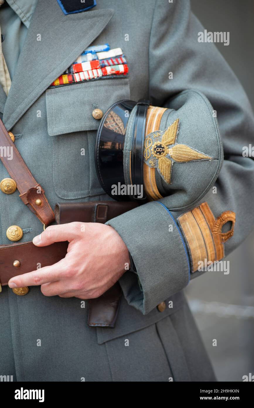 Italien, Lombardei, Uniform des Oberstleutnants 8th Abteilung des Militärmotorkorps, diese Uniform wurde von 1936 bis 1940 getragen Stockfoto