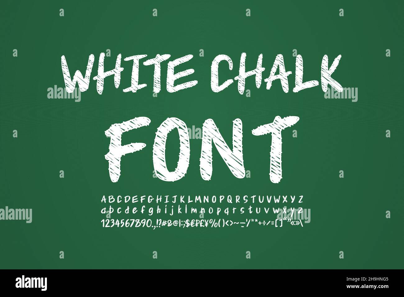 Kreide Schrift weiße Farbe, Skizze Stil Buchstaben und Zahlen. Vektor