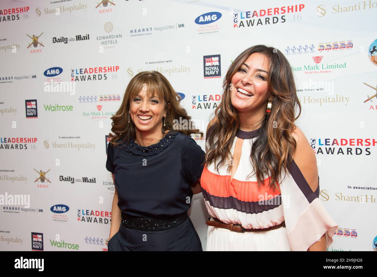 RIZ Lateef (BBC London Broadcaster) und Noreen Khan posieren für Fotos vor den Leadership Awards 2016 GG2 im Park Plaza Westminster Hotel. Datum des Fotos: Donnerstag, 20. Oktober 2016. Bildnachweis sollte lauten: Richard Gray/EMPICS Entertainment. Stockfoto