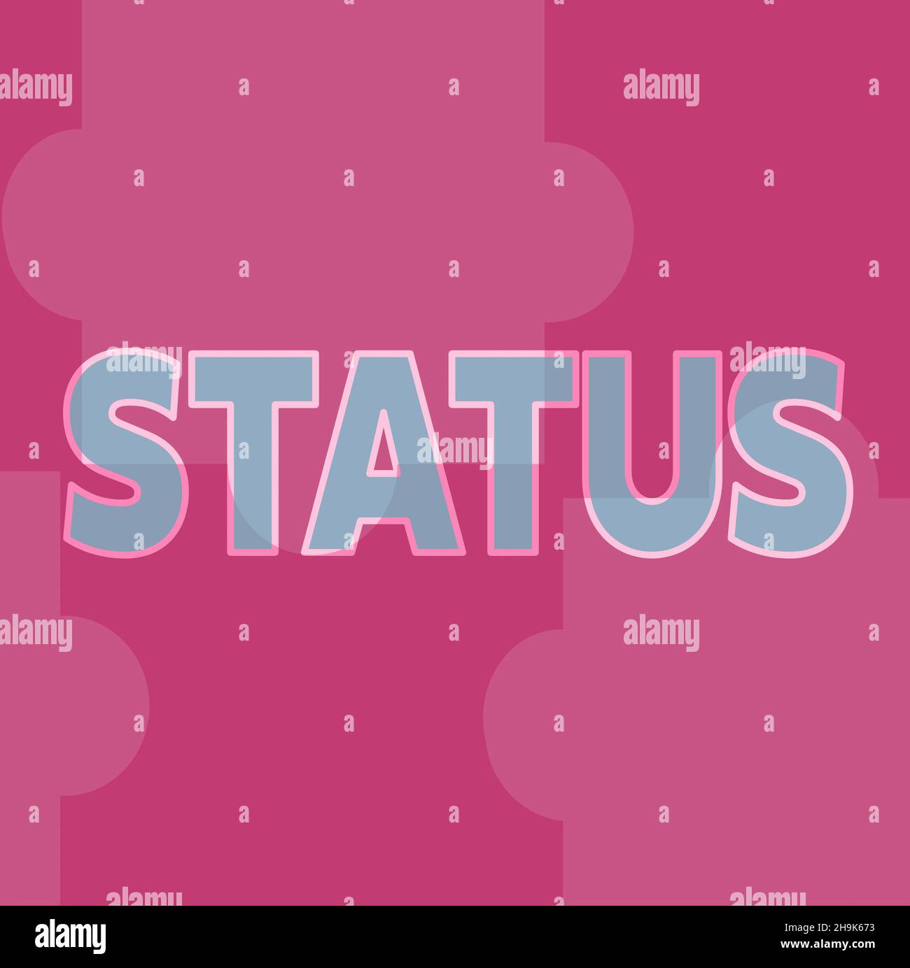 Textschild mit Statusanzeige. Wort für Situation zu einem bestimmten Zeitpunkt während eines Prozesses Professionelle Position Linie illustrierte Hintergründe mit verschiedenen Stockfoto