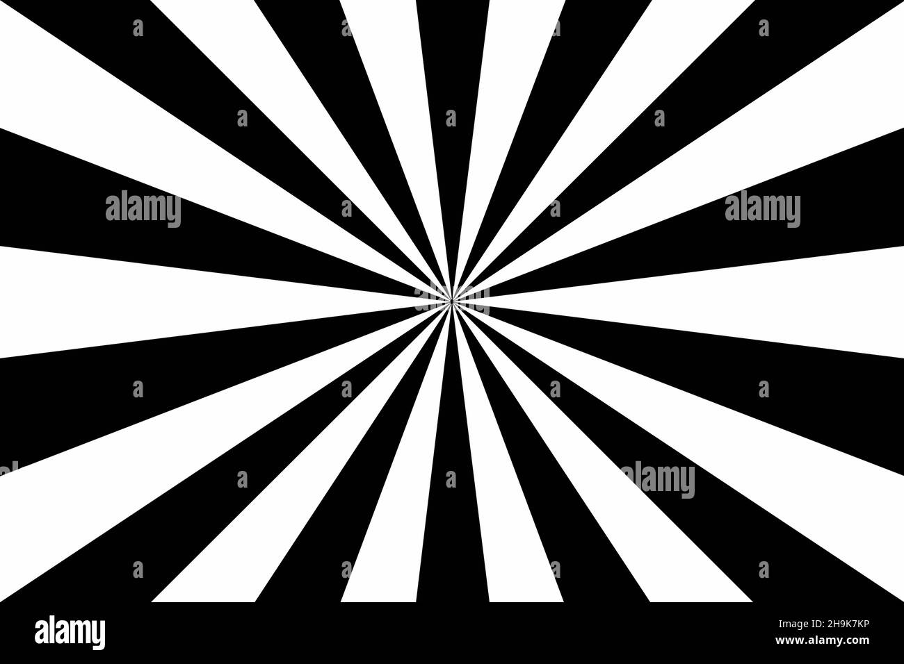 Psychedelischer Sonnenstrahl in Schwarz und Weiß. Stockfoto