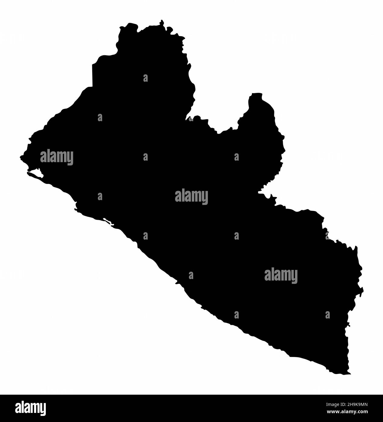 Liberia Silhouette Karte isoliert auf weißem Hintergrund Stock Vektor