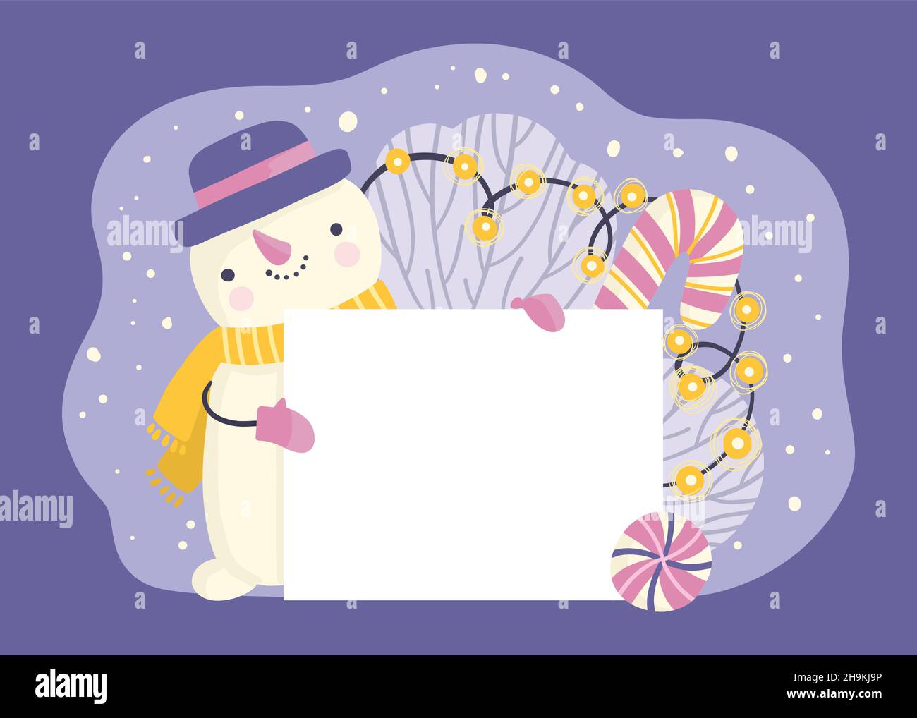 weihnachtliche leere Banner mit Schneemann hält es Vektor-Design-Illustration Stock Vektor