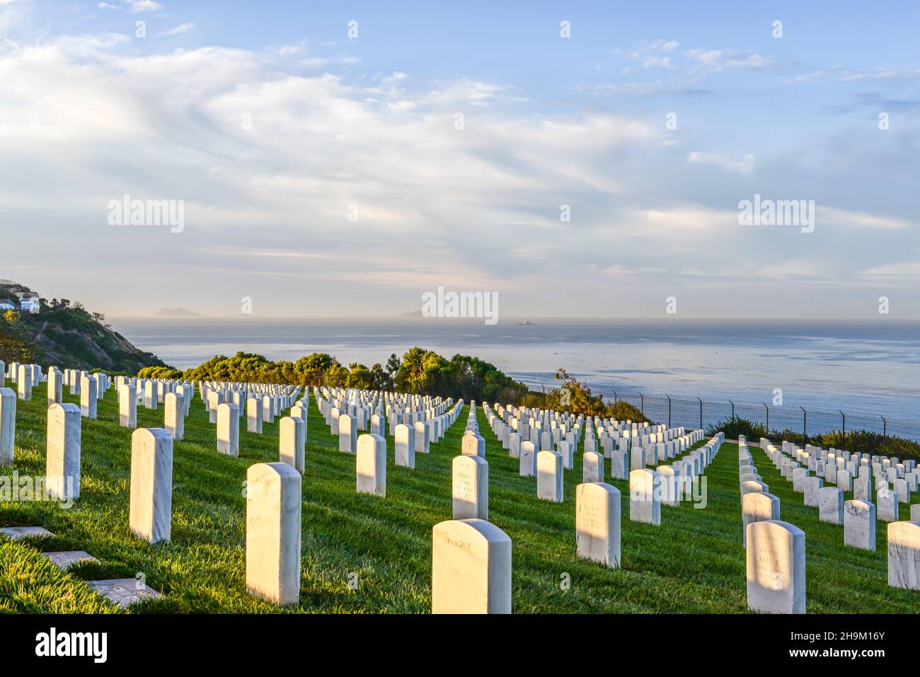 Wintermorgen auf dem Fort Rosecrans National Cemetery. San Diego, Kalifornien, USA. Stockfoto