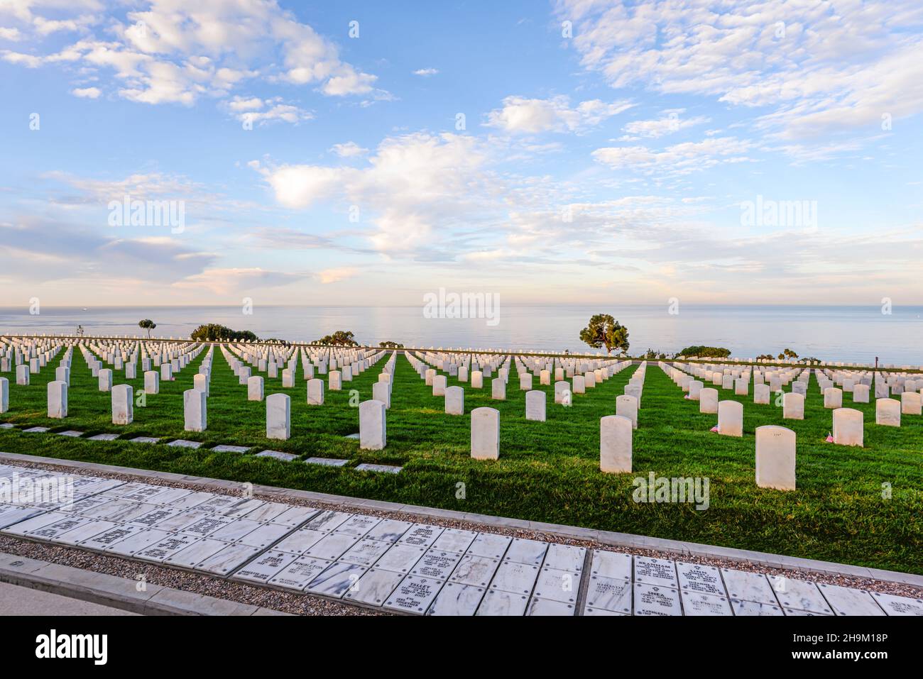 Wintermorgen auf dem Fort Rosecrans National Cemetery. San Diego, Kalifornien, USA. Stockfoto
