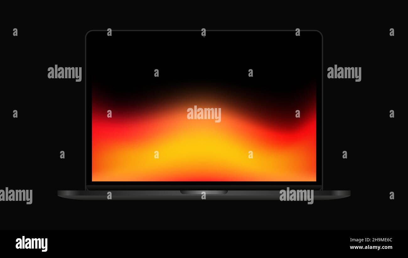 Laptop Mit Isolierter Luft. Modell mit rotem Gradient. Vektorgrafik Stock Vektor