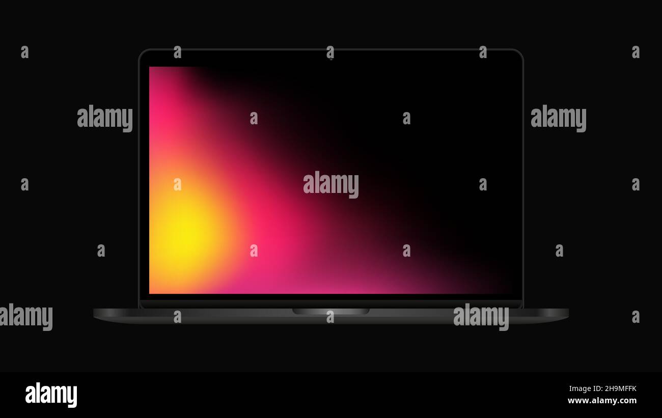 Neues Notebook-Modell. Bildschirm „Computermockup mit Gradient“. Vektorgrafik Stock Vektor