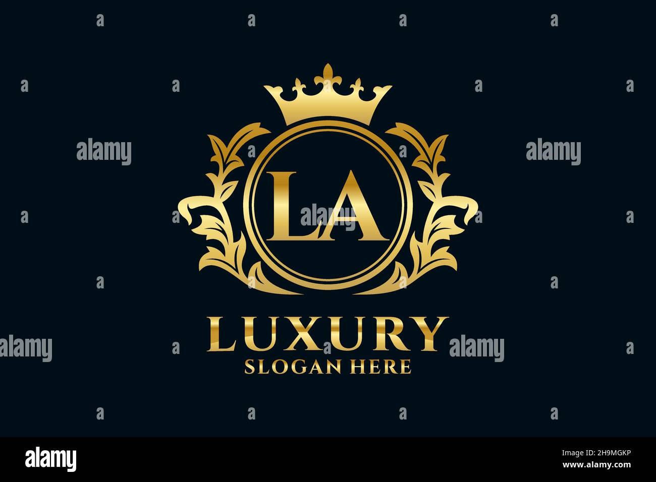LA Letter Royal Luxury Logo-Vorlage in Vektorgrafik für luxuriöse Branding-Projekte und andere Vektorgrafik. Stock Vektor